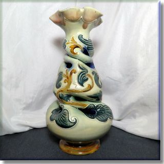 & Unusual Antique Royal Doulton Lambeth Spiral Vase By Frank Butler