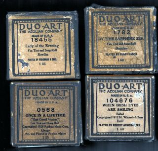 4 Old Duo - Art Reproducing Player Piano Rolls.  Good 1920 