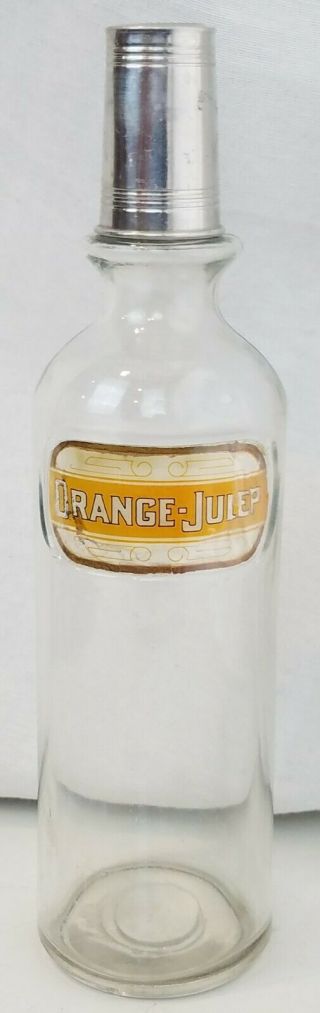 Orange Julep Soda Fountain Syrup Bottle 12.  5 " Glass Antique Rare Neat
