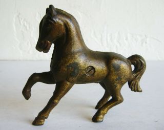 Antique 1880s Cast Iron Prancing Pony Horse Vtg Novelty Figural Coin Still Bank