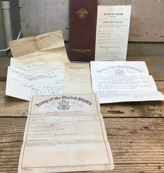 Vintage 1945 Honorable Discharge Papers,  Us Army,  Robt.  G.  Harvey,  Birth Cert. ,