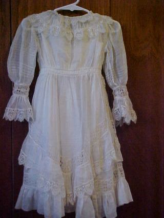 Lovely Antique Batiste & Lace Dress W/full Slip 4 Lrg.  32 - 36 " German/french Doll