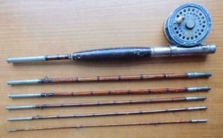 Antique 6 Part Portable Split Cane Fly Fishing Trout Rod & Shakespeare Reel