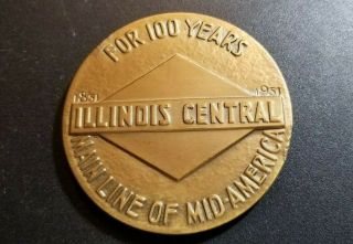 Vintage Illinois Central Railroad 100 Year Bronze Medal 1851 - 1951 Box