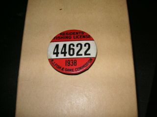 Vintage 1938 Jersey Fishing License Badge