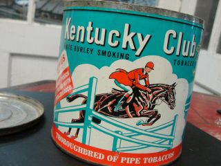 Vintage Kentucky Horse Derby Club White Burley Smoking Tobacco Tin