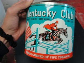 Vintage Kentucky Horse Derby Club White Burley Smoking Tobacco Tin 2