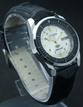 VINTAGE CITIZEN MEN ' S SILVER DIAL 21 JEWELS AUTOMATIC DAY/DATE JAPAN MADE WATCH 3