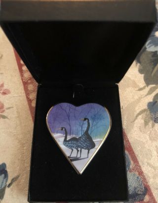 Vintage P.  Buckley Moss Limited Edition Heart Brooch - 2001 Never Ending Love
