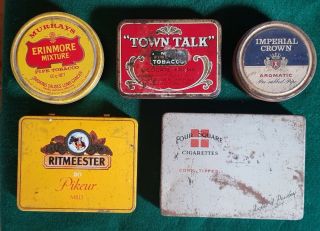 5 Tobacco Tins Town Talk Imperial Crown Four Square Erinmore Ritmeester