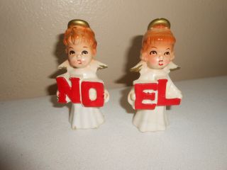 Vintage Noel Angel Figurine Salt & Pepper Shakers Set Boy & Girl