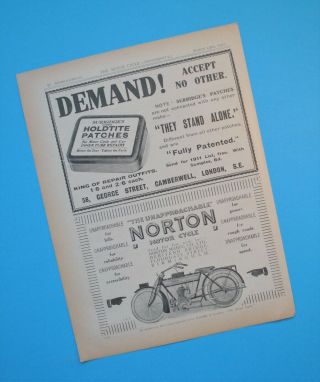 Rare 1911 Norton Motorcycle Single Cylinder Brochure Ad Advertisement