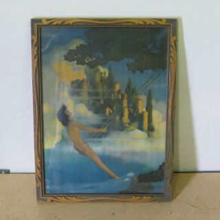 Antique Maxfield Parrish " The Dinky Bird " Lithograph In Vintage Frame