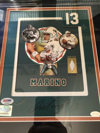 DAN MARINO SIGNED FRAMED AUTHENTIC Auto.  PSA/DNA ART PRINT Game - JERSEY /600 2