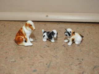 Vintage Japan Porcelain Miniature Dog Figurines Collie,  Cocker Spaniel,  Bulldog