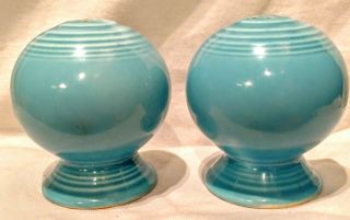 Vintage Fiestaware Turquoise Salt And Pepper Shakers Blue Fiesta Ball Shaker Set