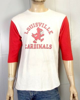 Vtg 70s 80s Champion Blue Bar Rare Louisville Cardinals Baseball T - Shirt Ncaa Xl