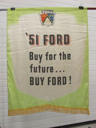 Vintage 1951 Ford Car Dealership Showroom Banner Sign Flag Old Antique
