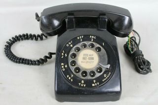 Vintage Black Rotary Phone Telephone Desktop 1965 Western Electric 500 Old