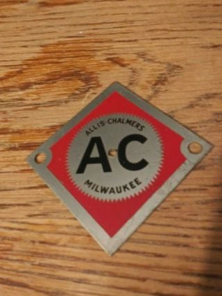 Vintage 1950s Allis Chalmers Metal Tag Emblem Sign Farm Tractor Power Unit Old