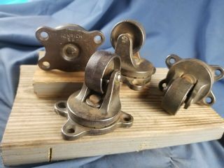Set Of 4 Antique Cast Iron Industrial Swivel Caster Wheels
