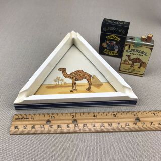 Camel Promo Vintage Triangle Joe Camel Pyramid Ashtray & Cigarette Box Lighters 2