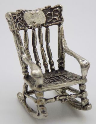 Vintage Solid Silver Italian Made Dollhouse Rocking Chair Hallmarked Miniature
