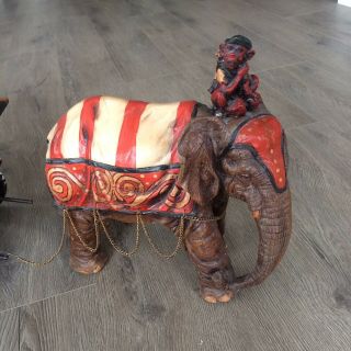 Antique vintage BARNUM & BAILEY Circus wagon Elephant Monkey Clown Bear Folk Art 3