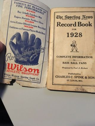 Vintage 1928 LOU GEHRIG NY Yankees Cover SPORTING NEWS RECORD BOOK Baseball 2