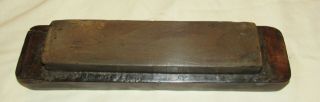 Antique Natural Sharpening Stone Fitted On Wooden Base Old Tool Woodworking
