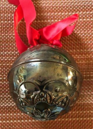 Vintage 1977 Reed & Barton Silverplate Holly Ball Ornament 2nd Annual Edition