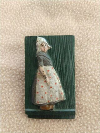 Antique Cast Iron Figural Girl Paper Clip,  Document Letter Clip