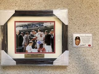 Stan Musial Signed Framed Cardinals 16x20 Photo W/john F Kennedy