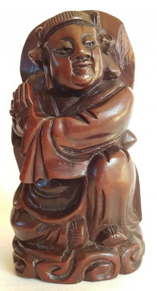 Vintage Chinese Carved Wooden Figure - Buddha