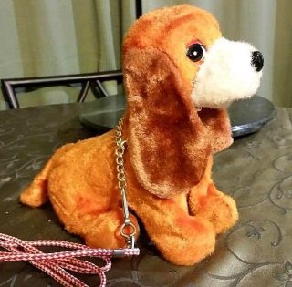 Vintage Battery Operated Walking Toy Dog Made In Japan With Leash - 8 " Tall