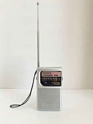Vintage Sony Transistor Pocket Radio Icf - S10mk2 Am Fm Silver,  Battery