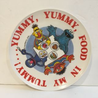 Vtg Sesame Street Muppets 8 " Plate Yummy Yummy Food In My Tummy Peter Pan Indust