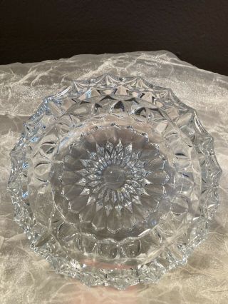 Vintage Heavy Cut Crystal Diamond Clear Glass Ashtray 6 " Round