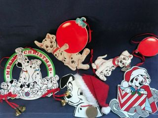 Vintage Kurt Adler Disney 101 Dalmatians Wooden Christmas Tree Ornament Set Of 5