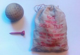 Antique Golf Ball And Full Bag Of Vintage Tees