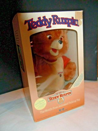 Vintage 1985 Teddy Ruxpin Stuffed Bear With 3 Cassettes