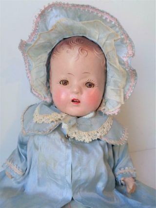 Antique Vintage 1930s Composition Cloth Baby Doll With Mama Cryer Horsman Ideal