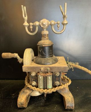 Vintage Antique Skeletal Hand Wind Crank Telephone Phone Rare