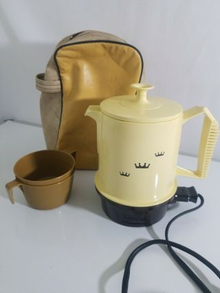 Vintage Regal Poly Perk Coffee Maker Pot Light Yellow 2 - 4 Cup Percolator W/cord