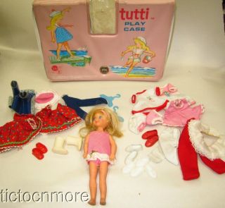 Vintage Barbie Skipper Sister Tutti Doll Blonde Bendable Body,  Case & Clothes
