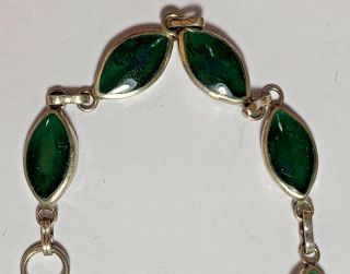 Antique Vintage Silver Bracelet With Fantastic Green Stones