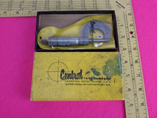 Vintage Central Tool Cranston,  Ri.  Usa Micrometer Caliper 0 - 1 " Range W/box 11rlc