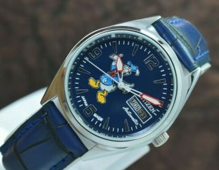 Vintage Citizen Donald Duck Day Date 21 Jewels Automatic Men ' s Wrist Watch 2