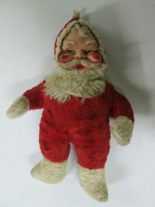 Vintage Soft Plush Santa Claus Doll With Rubber Face