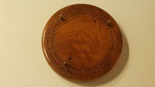 Vintage Round Wooden Cribbage Board Game With Three Player Pegs